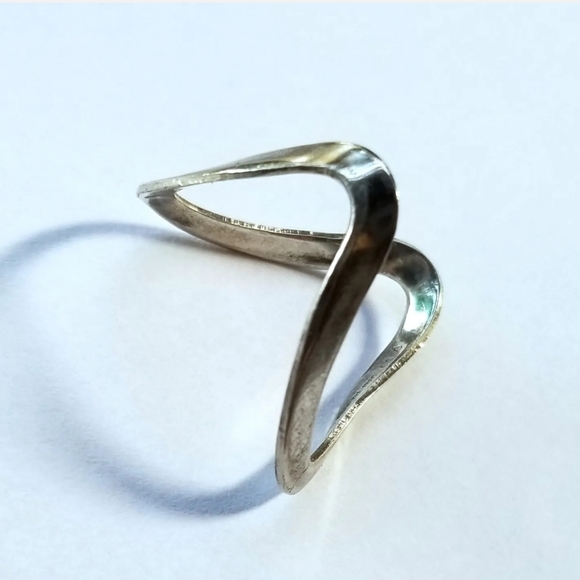 Vintage Sterling Silver abstract design ring unique unusual signed - Picture 3 of 11